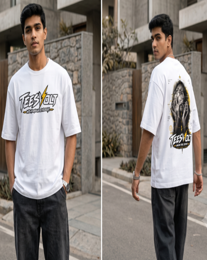 TEESVOLT Overthinking Oversized T-Shirt – Mental Energy Graphic Tee