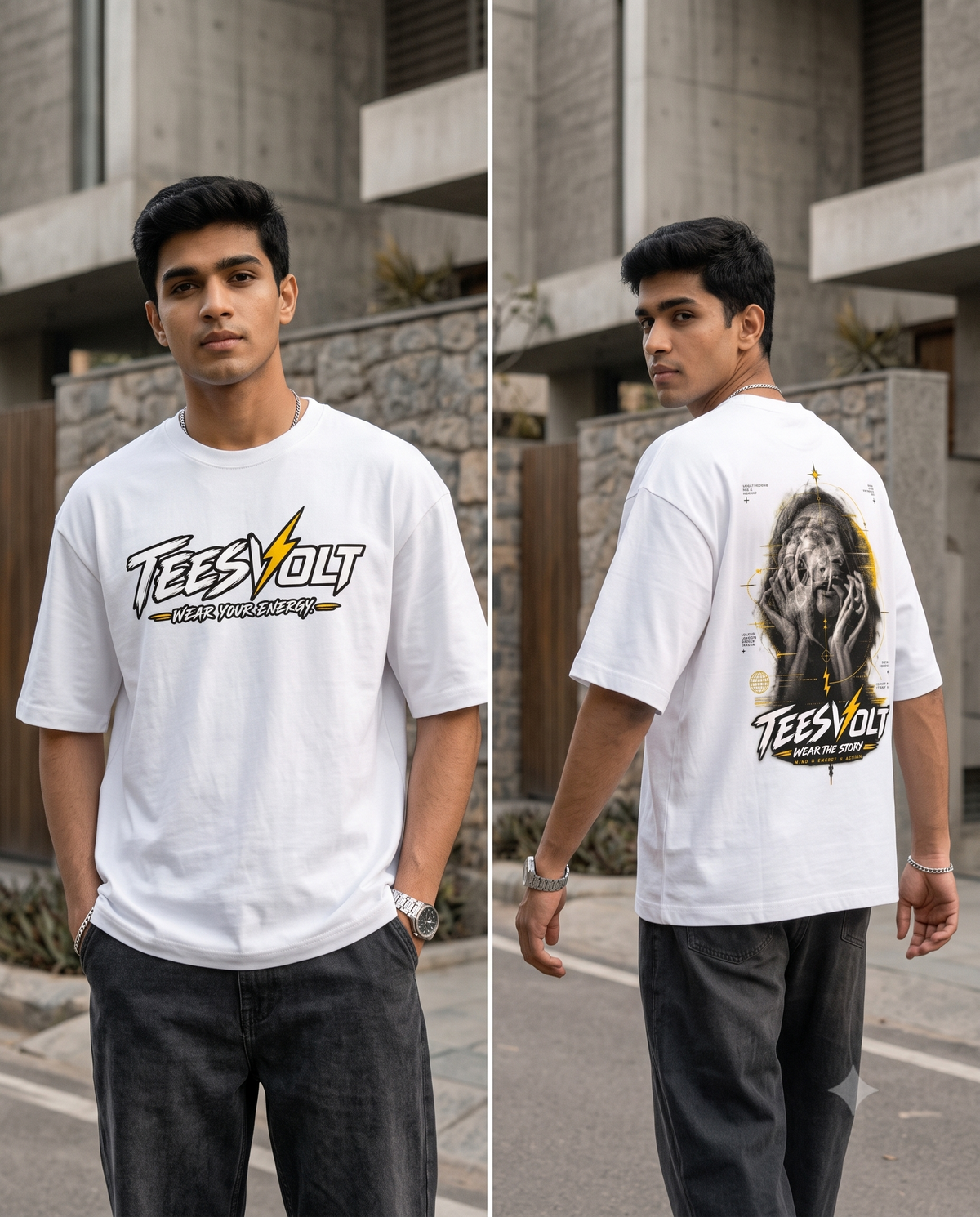 TEESVOLT Overthinking Oversized T-Shirt – Mental Energy Graphic Tee