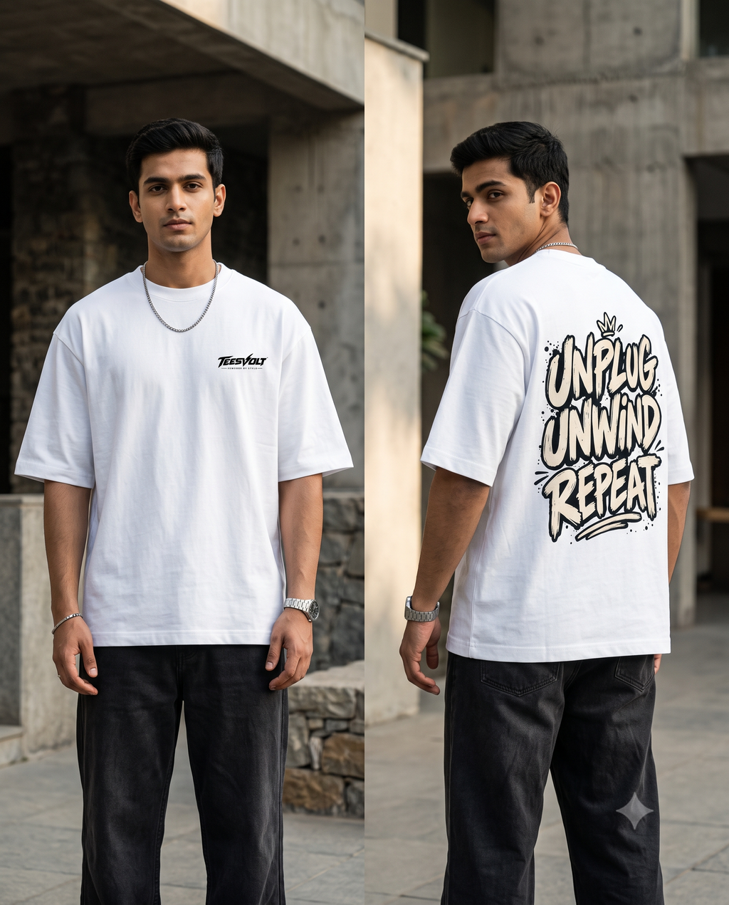 Unplug Unwind Repeat Oversized T-Shirt | TEESVOLT